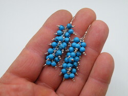 K189 Elegáns türkiz köves bogyós ezüst logós fülbevaló