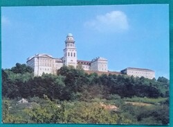 Pannonhalma, A bencés főapátság látképe, posttiszta képeslap
