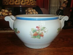 Eper mintás Antik porcelán leveses tál jelzett, számozott de nem olvasható,Több száz Aukció és Akció