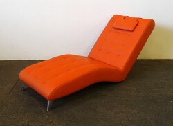 1Y827 Modern retro narancs színű műbőr relax fotel fekvő fotel króm lábakkal
