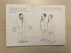DOKTOR ÉS PECH - JELZETT GAÁL E. KARIKATÚRA RAJZ 21 X 14.5 CM