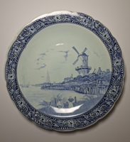 Nagyméretű Delft Royal Sphinx szélmalom díszes porcelán falitál 40 cm