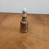 Érdekes régi réz csengő, fa markolattal (9x3 cm)