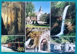 Lillafüred Palotaszálló, kisvasút, vízesés, cseppkőbarlang, postatiszta képeslap