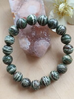 Krizolit-Szerpentin karkötő 10 mm-es szemekből