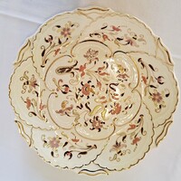 Zsolnay Kézzel festett Rózsaszin virágmintás Fali dísztál. (365.)