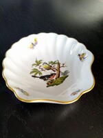 Herendi porcelán, kagyló alakú Rothschild mintás tálka (7761 modellszám), 14x14,5cm
