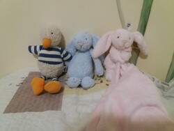 Jellycat nyuszi, csengő kacsa, egér, bárány, maci