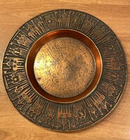 Régi bronz fali dísz tál tányér retro vintage dekoráció