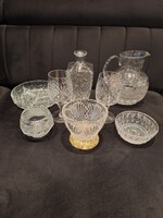 Parádi 8 darabos kristály csomag (kancsó, butélia, pohár, desszertes, tál, ékszertartó)