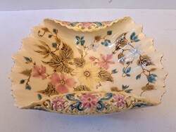 Antik Zsolnay aranyozott kézzel festett kínáló tál