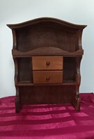 Fa fűszertartó fali polc, 2 fiókkal