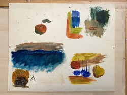 ALMA, KÖRTE, TANULMÁNY FESTMÉNY, VAJSZÍNŰ MŰANYAG LAPON 60 X 50 CM