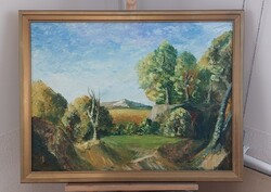 (K) Szép Szabó László tájkép festmény  85x57 cm kerettel
