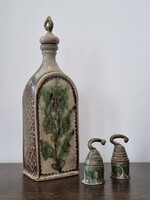 Vintage kőkerámia pálinkás készlet -33 cm