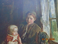 Albert Neuhuys(1844-1914)holland festő-Anya gyerekeivel Nyomat,Franklin Nyomda képanyag archivumából