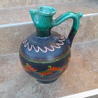 Mázas kerámia, csörgő korsó 27 cm