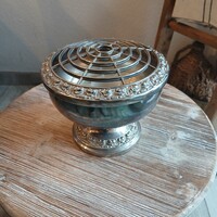 Pompás nagy ezüstözött illatosító tartó/potpourri (14,5x12,5 cm)