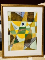 Bőhm Lipót POLDI (1916-1995) festmény, 1970 - 1980. körül, kerettel 43 x 34 cm, jjl POLDI