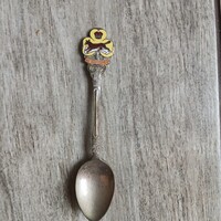 Érdekes régi ezüstözött dísz kávéskanál III. (11,6x2,5 cm)