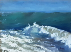 Antyipina Galina: Tengeri hullám. Olajfestmény, vászon, festőkés. 50x70cm