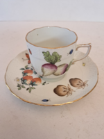 KÜLÖNLEGES DEKORRAL! 1 db antik óherendi gyümölcsös mintás kávés csésze aljjal