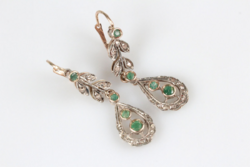 Antik arany fülbevaló gyémántokkal smaragdokkal