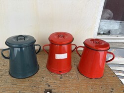 3 db   2 literes zománcos zsírosbödön zománcozott vendő falusi paraszti