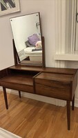 Dán mid-century rózsafa fésülködőasztal tükörrel