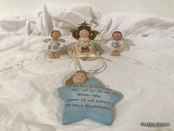 SZOBOR - 4 db - KERÁMIA - ŐRANGYAL  - NÉMET - EXKLUZÍV - 7 x 7 cm - 5,5 x 4,5 cm - 4 cm - 4 cm