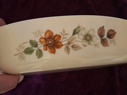 Vintage francia Pyrex ovális tálaló/sütőtál - Őszi virágos minta (28x18 cm)