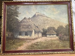 Krasznahorka vára- olajfestmény vásznon, jelzett, régi díszes korabeli  fa keretben