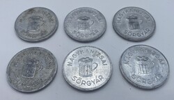 6 db Nagykanizsai sör token, bárca, tikett, zseton