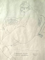 Reich Károly(1922-1988): Női alak / Női akt, TOLL / Papír, 1972, ajánlással