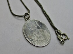 Szép antik orosz vallási ezüstmedál ezüstláncon