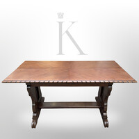 Antik rusztikus 2 fiókos tölgyfa íróasztal