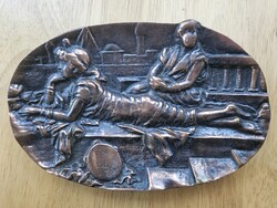 Carmen és Cézár,bronz névjegykártya tartó.