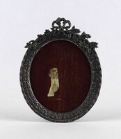 1Y731 Antik ovális fém fényképkeret 13 x 10 cm