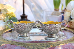 Ezüstözött tejszínes ,cukor kínáló