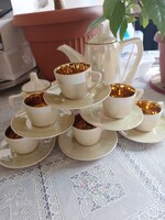 Vintage FS Stas porcelán kávés készlet lüszter festéssel