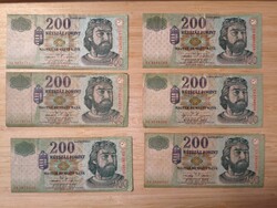 Papír 200 forintos 2005;2003;2002