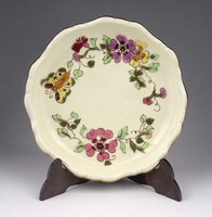1Z018 Vajszínű pillangó mintás Zsolnay porcelán tálka hamutál 12.8 cm