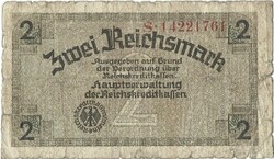 2 reichsmark reichsmarka 1939-45 Németország 8 jegyű sorszám