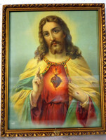 ANTIK ÖKÖRSZEMES KÉPKERET - 'JÉZUS SZÍVE' antik NYOMAT - Art&Decoration
