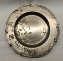 Vintage ALPAKKA FALITÁNYÉR / asztalközép / kínáló virágmintával