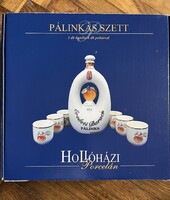 Hollóházi porcelán szilva  pálinkás szett –  0,5 L butélia + 6 pohár, dobozban