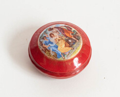 Antik porcelán szelence, doboz, bonbonier - Drasche mitológiai jelenetes ékszertartó
