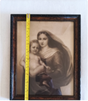 Keretezett vallásos kép – Szűz Mária a Kis Jézussal (24×27 cm)