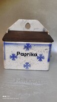Feliratos fajansz paprika tartó fűszeres fűszertartó fa fedővel
