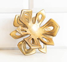 Vintage virágkehely formájú réz gyertyatartó pár - nárciszok